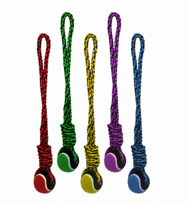 Dog Tug Toy, Rope with Tennis Ball (3 pieces)