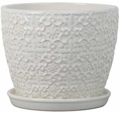 Mediterranean Ceramic Bell Planter, Crackle White, 10 In.