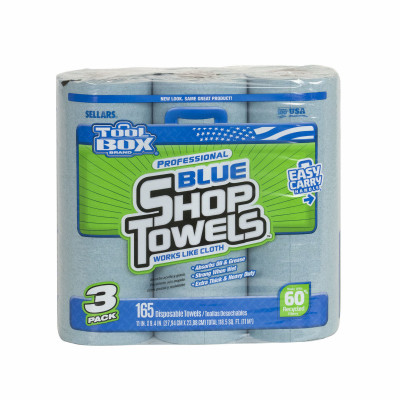 Blue Shop Towels, 3-Roll Pack