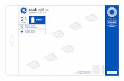 LED Puck Light, White Plastic, Battery Operated, 3.1 In., 0.5 Watt, 6-Pk.