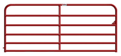 Heavy Duty Gate, 6 Rails, Red, 12 Ft.