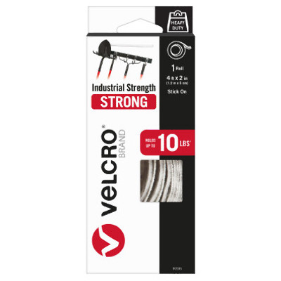 Industrial Strength Fastener Tape, White, 4 Ft. x 2 In. (2 pieces)