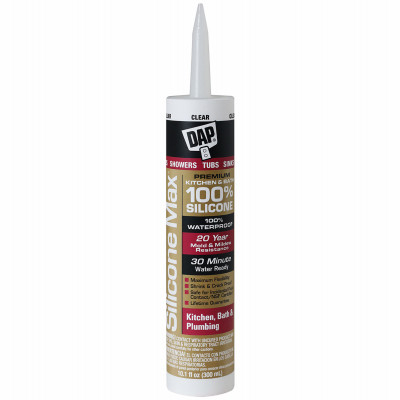 Silicone Max Kitchen and Bath Silicone Sealant, Clear, 10.1-oz.