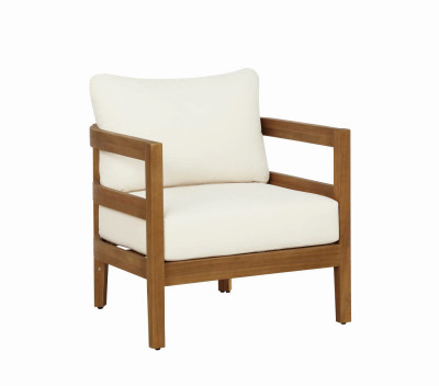 Cape May Wood Club Chair, Beige Cushions
