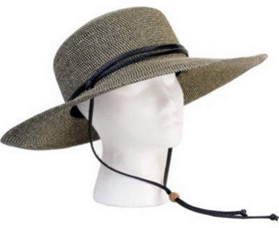 Women's "Sage" Braided Wide Hat, Black & White