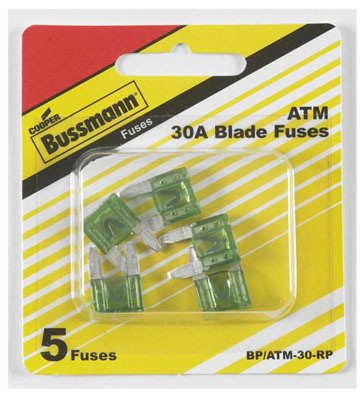 Automotive Fuses, Mini Blade, Green, 30-Amp, 5-Pk.