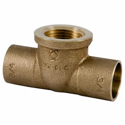 Copper Pipe Tee, 3/4 In. CxCxF