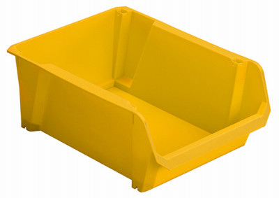 Storage Bin, Yellow Polypropylene, 13-1/4 x 5-7/8 x 9 In.