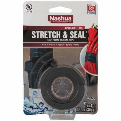 Self Fusing Silicone Sealing Tape, Black, 1 In. x 10 Ft.