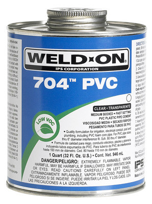 704 Medium Bodied PVC Pipe Cement, Fast Setting, Clear, 1/2 Pt.