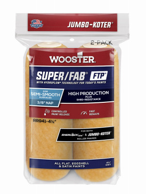 Paint Roller Cover, 2-Pack, Jumbo-Koter, Super Fab, FTP, 4-In. x 3/8-In.