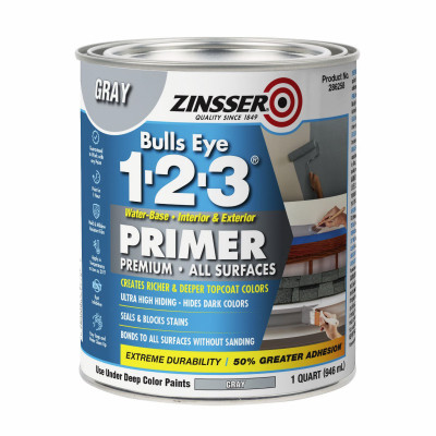 Bulls Eye 1-2-3 Primer, Water Base, Gray, 1-Qt.