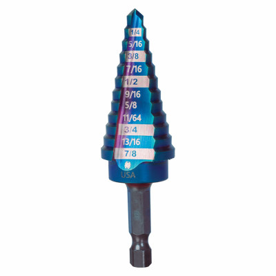 Mach-Blue 12-Step Drill Bit, 3/16 - 7/8 In.
