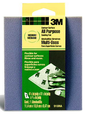 Contour Surface Sanding Sponge, Medium, 4.5 x 5.5 x 3/16 In.