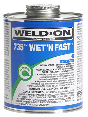 PVC Pipe Cement, Blue, Low VOC, 1/4-Pt. (24 pieces)