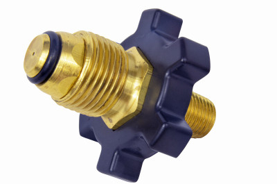 Propane Fitting, 1/4-In. Male Pipe Thread x Restricted Flow Soft Nose P.O.L.