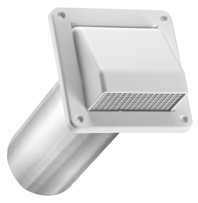 4 In. Fresh Air Intake Vent, White Plastic, 11 In. Tail Pipe