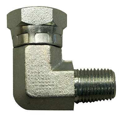 90 Degree Hydraulic Adapter, 1/4-In. MP x 3/8-In. FP Swivel
