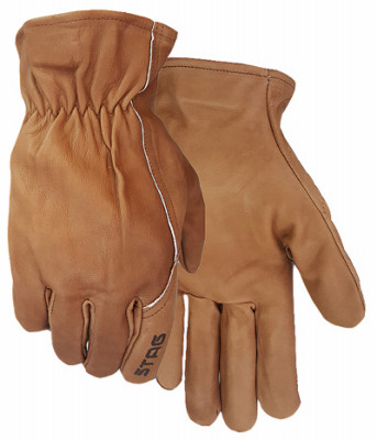 Leather Work Gloves, Premium Chocolate Cowhide, Men's L