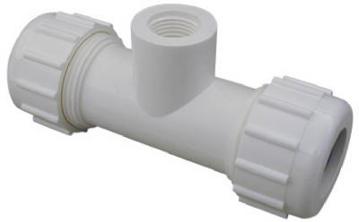 PVC Compression Tee, Schedule 80, 3/4 x 1/2 In.