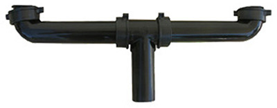 Drain Center Outlet Drain, 2 Bowl, Black Plastic, 1-1/2 x 16 In.