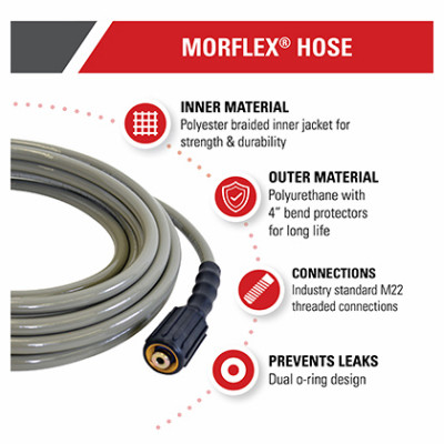 Morflex Pressure Washer Hose, Rated Up to 3700 PSI, 5/16 In. x 50 Ft.