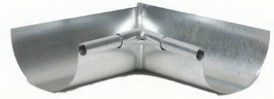 Gutter Half Round Mitre, Inside, Galvanized, 5 In.