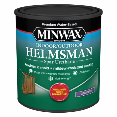 Minwax  Water Based Helmsman  Indoor/Outdoor Spar Urethane, Satin, Clear, 1 Quart