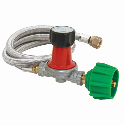 Bayou Classic 48 In. Stainless Steel High Pressure LP Hose & Adjustable Regulator