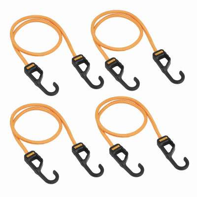 DEWALT 36" Round Bungee Cords with Quick-Pull Interlocking Hooks, 4-Pack | Light Cargo Tie-Downs