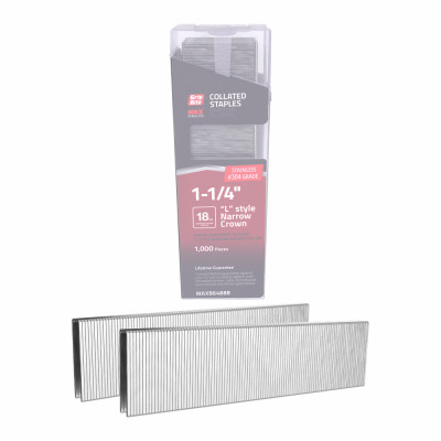 MAXB64888 L-NAR STPL 18GA 1/4X1-1/4 304SS 1M BCLIP