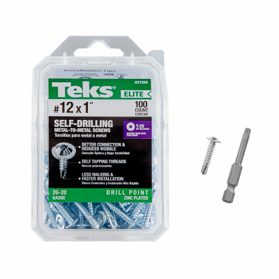 Teks Elite #12 x 1 in Zinc Plated Self Tapping Metal to Metal Screws 100 Count
