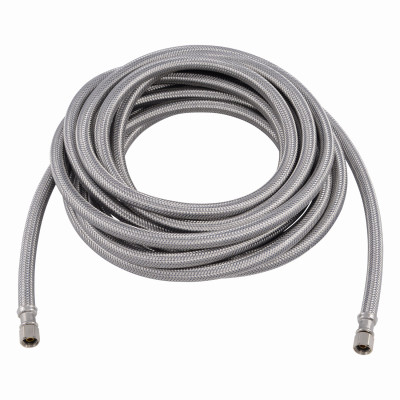 Eastman Braided Stainless Steel Icemaker Connector - 1/4 In. Comp x 1/4 In. Comp x 20Ft. - L (Brass)