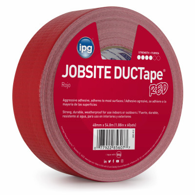 IPG JobSite DUCTape, Colored Duct Tape, 1.88" x 60 yd, Red