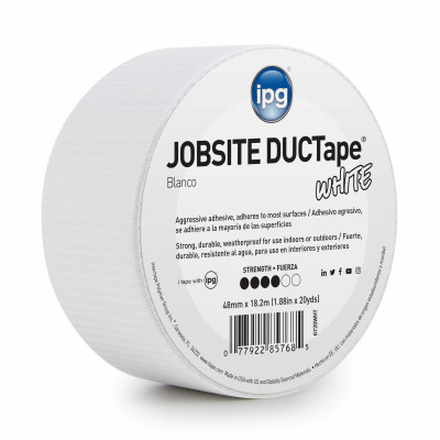 IPG JobSite DUCTape, Colored Duct Tape, 1.88" x 20 yd, White