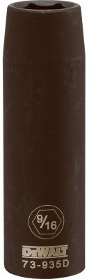 SAE Deep Impact Socket, 6-Point, Black Oxide, 1/2 In. Drive, 9/16 In.