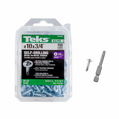 Teks Elite #10 x 3/4 in Zinc Plated Self Tapping Metal to Metal Screws 150 Count