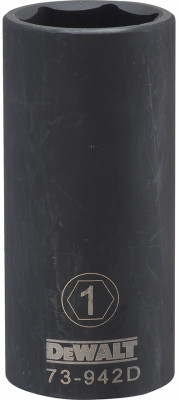 SAE Deep Impact Socket, 6-Point, Black Oxide, 1/2 In. Drive, 1 In.
