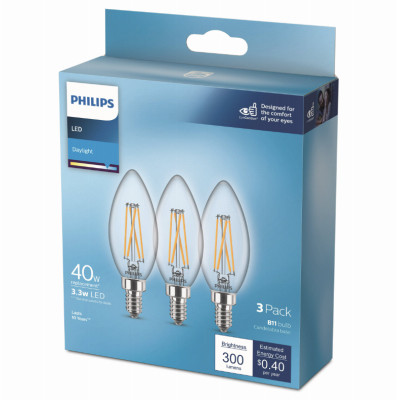 3PK 40W B11 LED DL Bulb