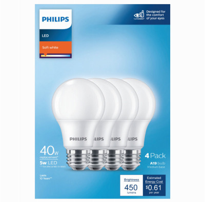 4PK 40W A19 SW LED Bulb