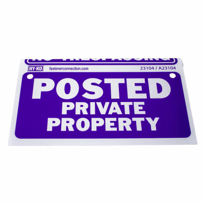 Hy-Ko Coil Fence Sign - Posted Private Property Purple Sign