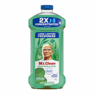 Mr. Clean All Purpose Cleaner, Floor Cleaner for Mopping Home, Bathroom, & Kitchen, Cleaning Liquid for Mop & Bucket, Cleaning Supplies, Multi-Surface Dilutable, Meadows & Rain, 41oz