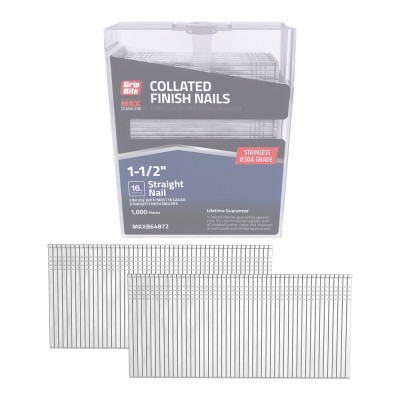 MAXB64872 FINISH NAIL 16GA 1-1/2" 304SS 1M BCLIP
