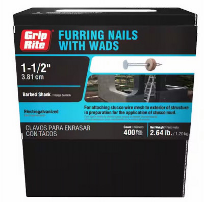 Grip-Rite  112SMFUR5 1-1/2 in. x 11-Gauge Electrogalvanized Barbed Shank Furring Nails with Wads
