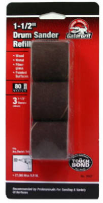Medium 80-Grit Drum Sander Resin Cloth Sleeve, 1-1/2 x 1-1/2 In., 3-Pk.