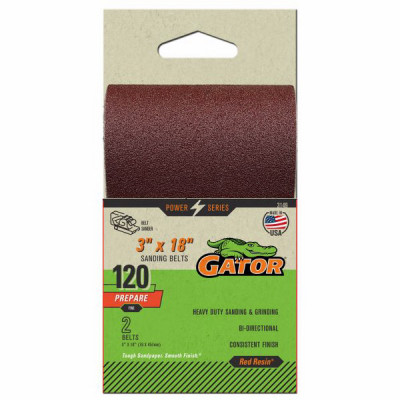 Sanding Belts, Aluminum Oxide, 120-Grit, 3 x 18 In., 2-Pk.