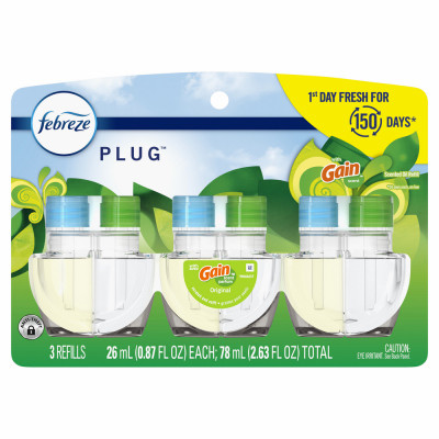 Febreze Plug In Air Freshener Scented Oil Refill Gain, 3ct