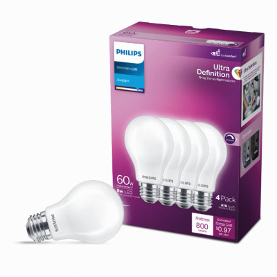 4PK 8W DL A19 LED Bulb