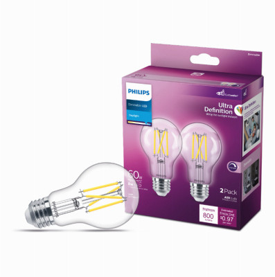 2PK 60W CLR A19 LED
