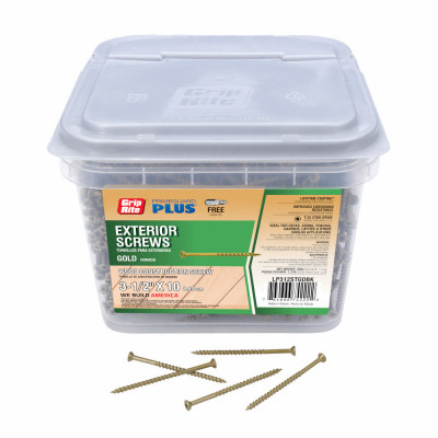 Grip Rite PrimeGuard Plus #10 x 3-1/2 In. Star Drive Gold Wood Deck Screw (25 Lb.)